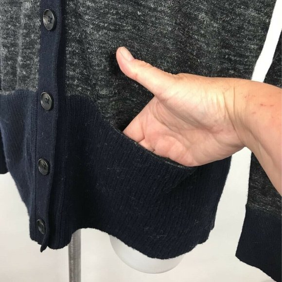 Madewell Cardigan Sweater Gray Blue Color Block M - Picture 3 of 7